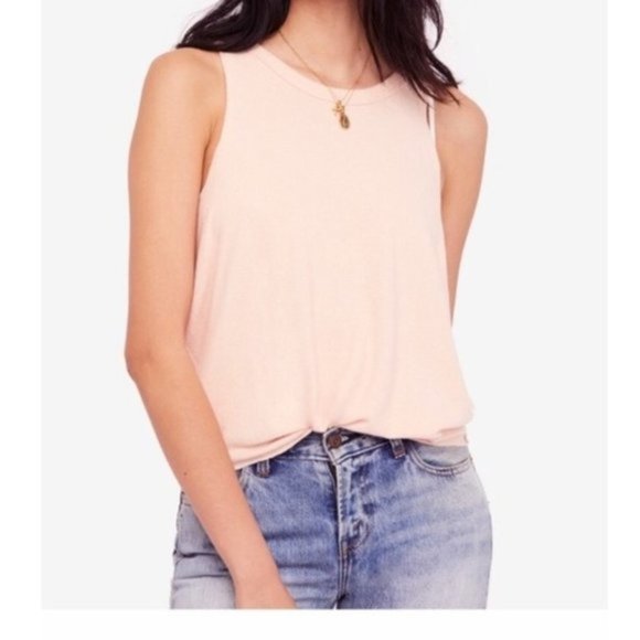 Free People We The Free Coziest Fleece Tank Top in Peach Size Small - Picture 1 of 11